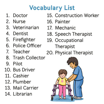 Bjorem® Stack of Community Helpers: Job Themed Picture Vocabulary Cards