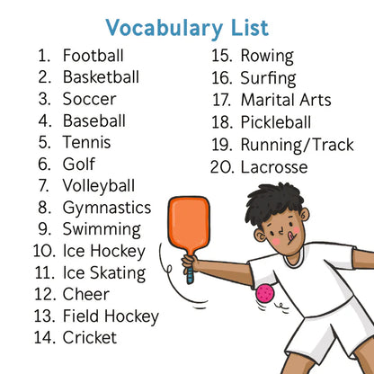 Bjorem® Stack of Sports: Sports Themed Picture Vocabulary Cards